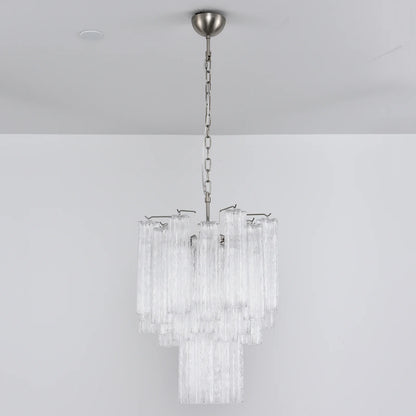 Transparent Murano Glass Tube Chandelier