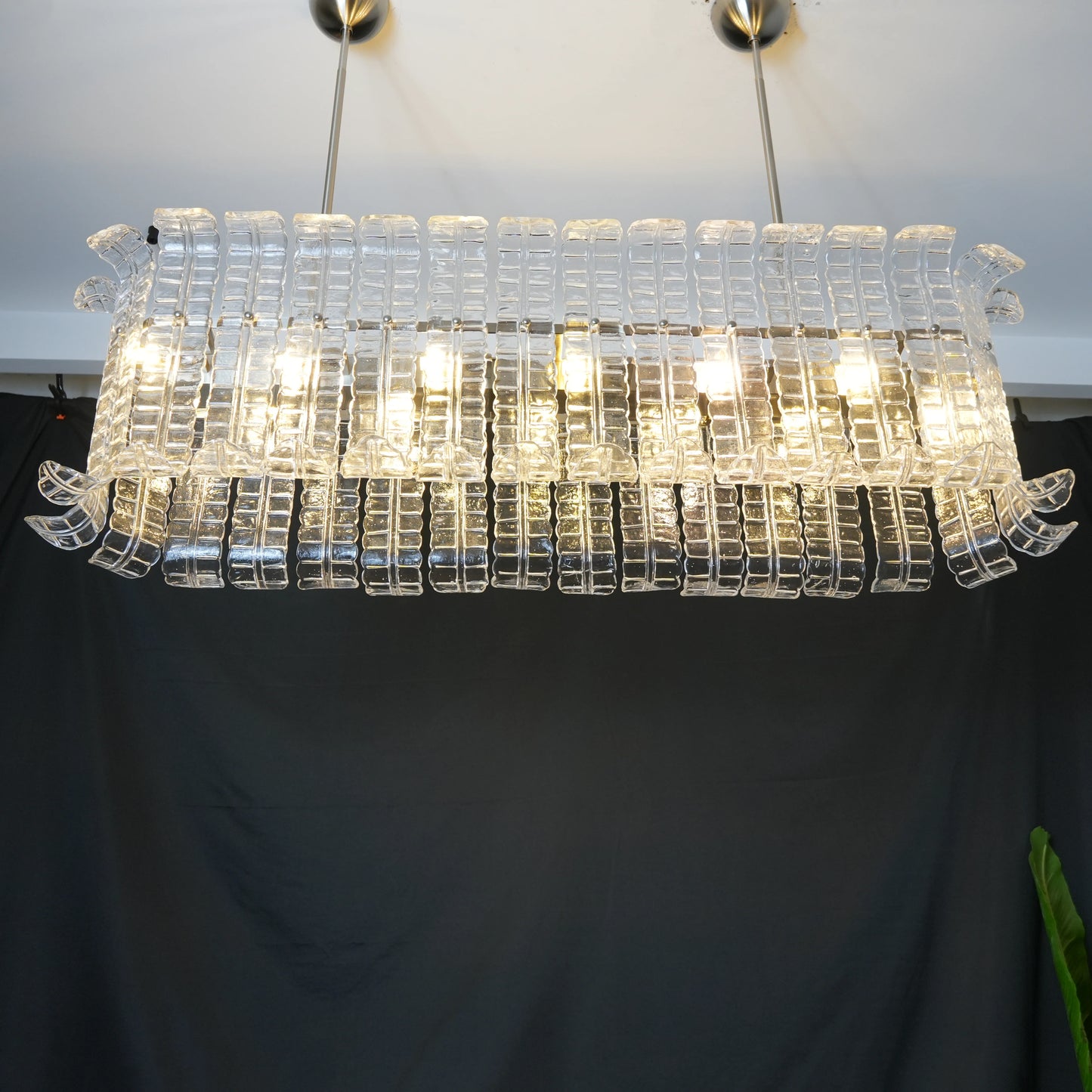 Transparent Murano Leaf Shaped Chandelier