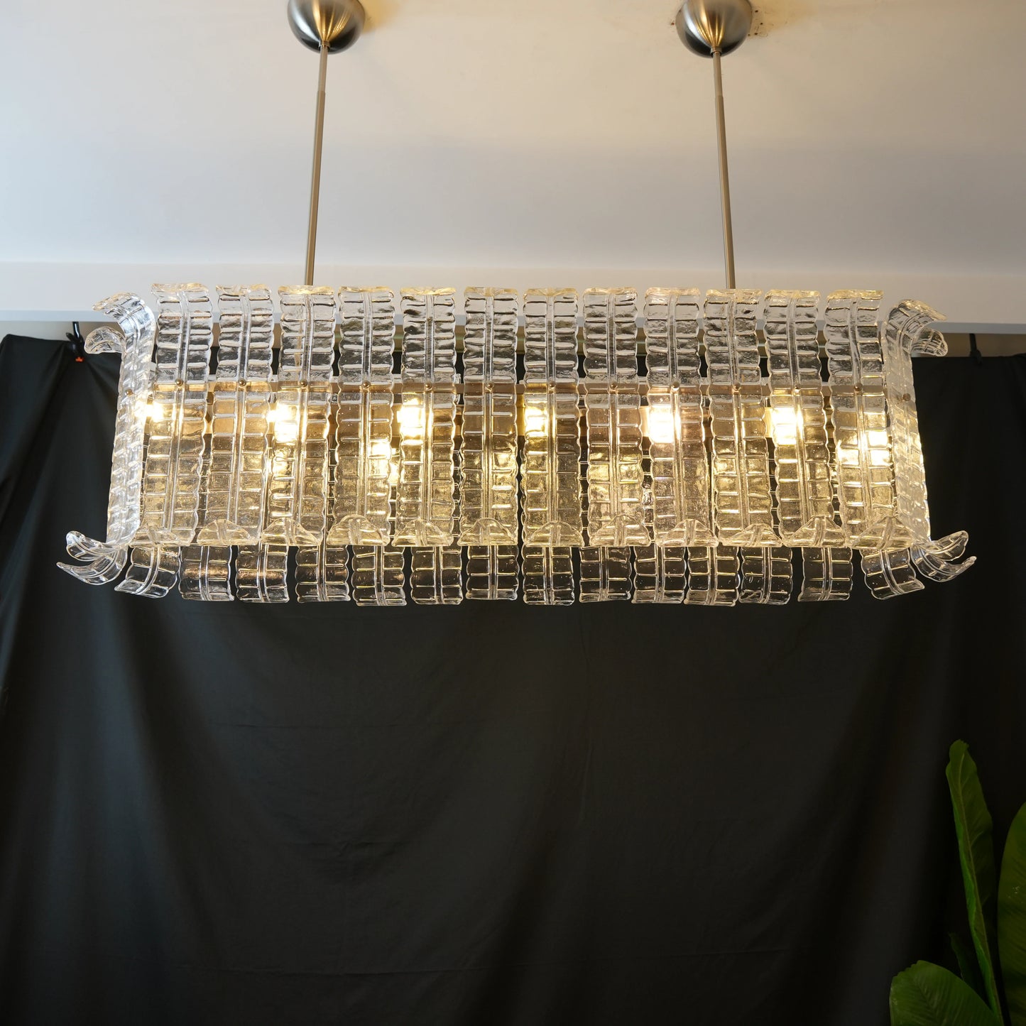 Transparent Murano Leaf Shaped Chandelier