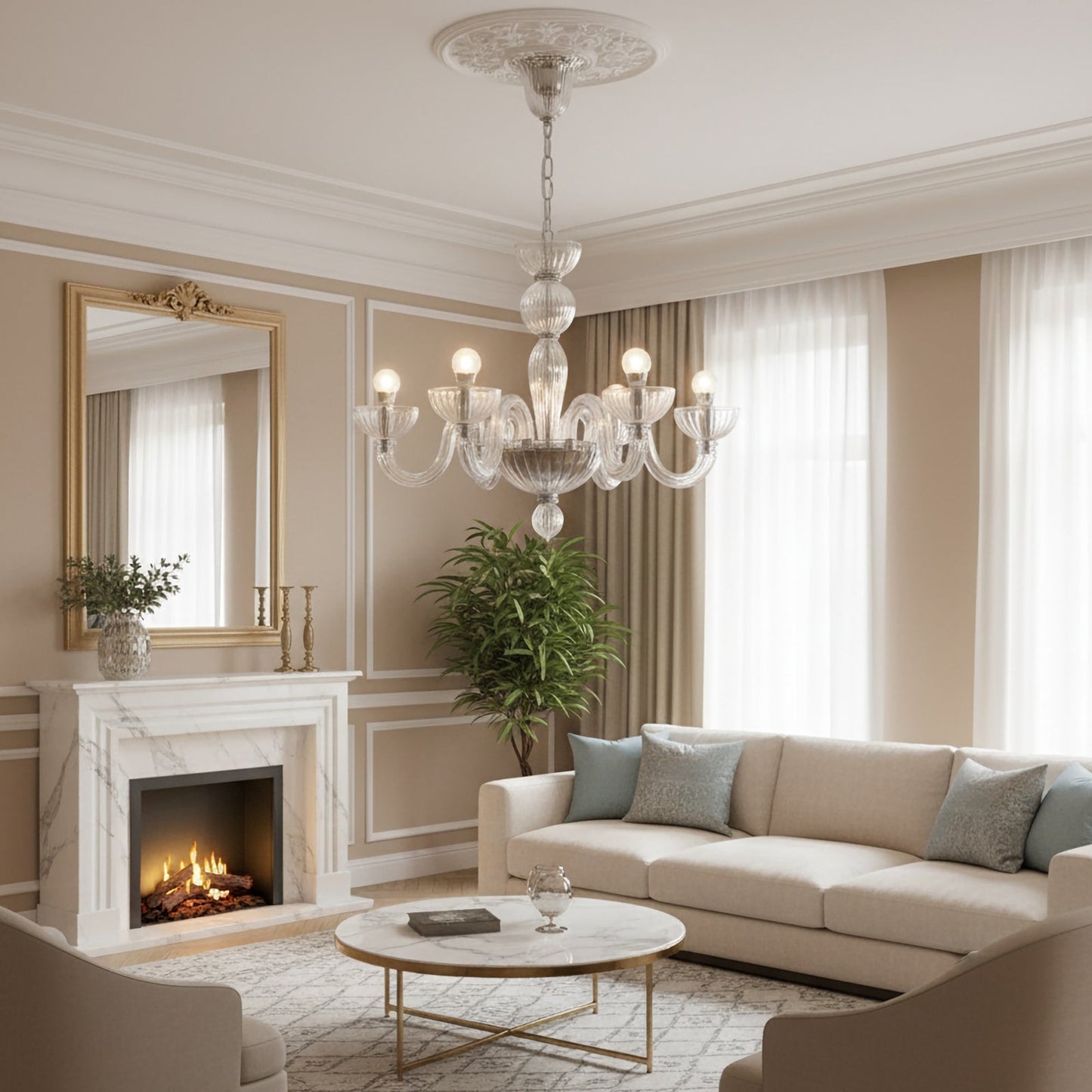 Transparent Ares Murano Glass Chandelier