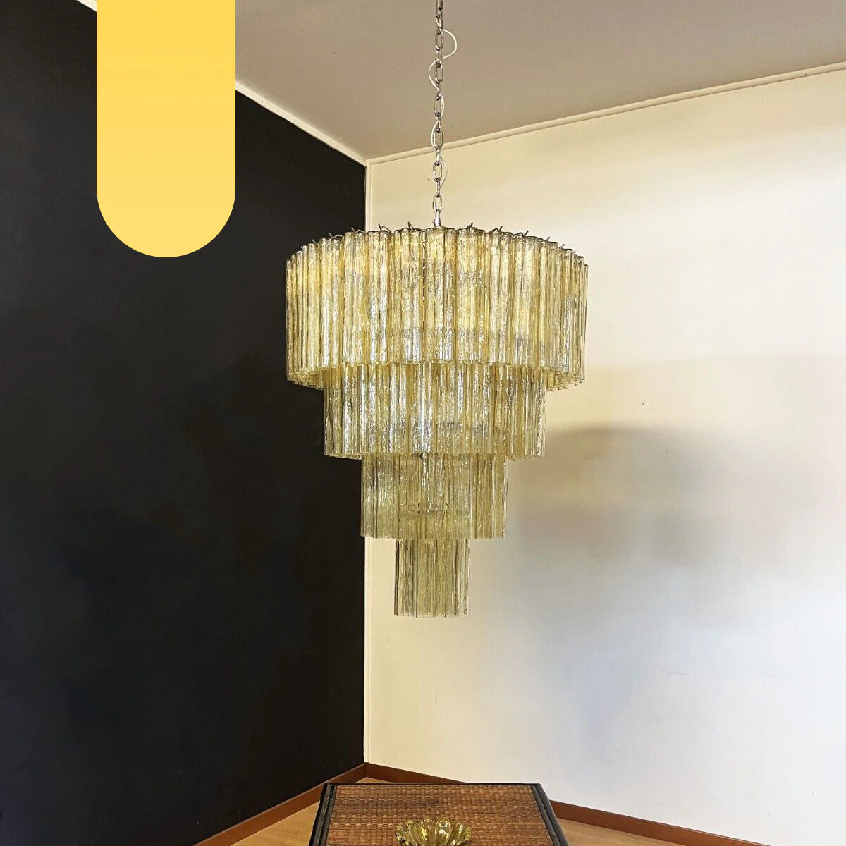 Vintage Murano Amber Glass Chandelier