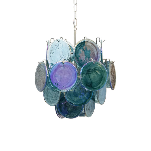 Blue Disks Murano Glass Chandelier