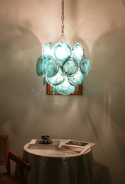 Blue Disks Murano Glass Chandelier