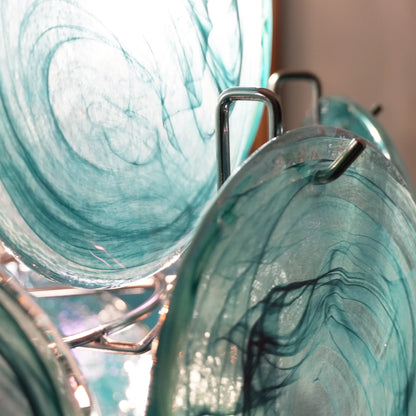 Blue Disks Murano Glass Chandelier
