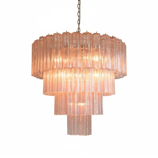 Pink Murano Star Shaped Glass Tube Chandelier