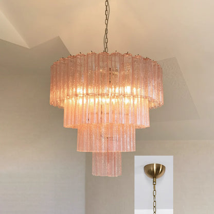 Pink Murano Star Shaped Glass Tube Chandelier