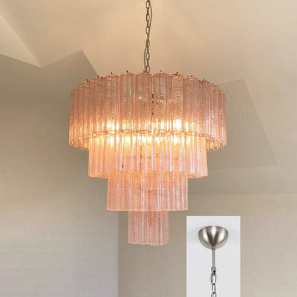 Pink Murano Star Shaped Glass Tube Chandelier