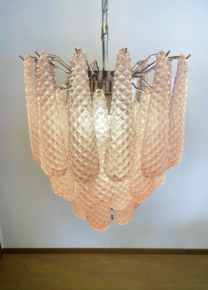 Vintage Murano Pink Glass Petals Chandelier