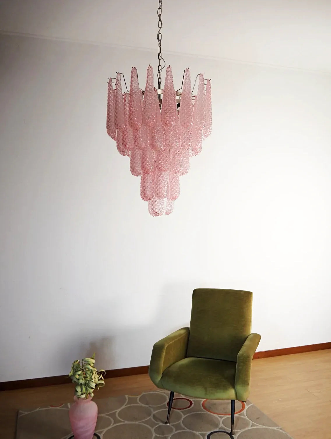 Pink Murano Petal Drop Glass Chandelier