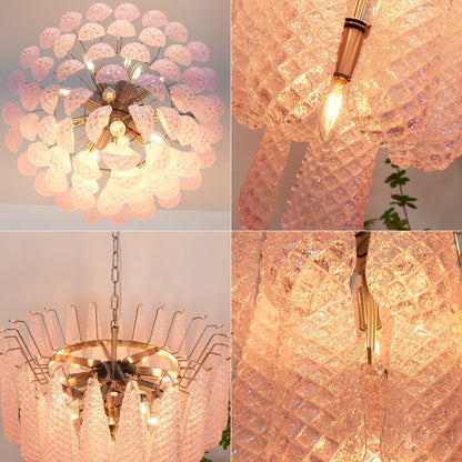 Pink Murano Petal Drop Glass Chandelier