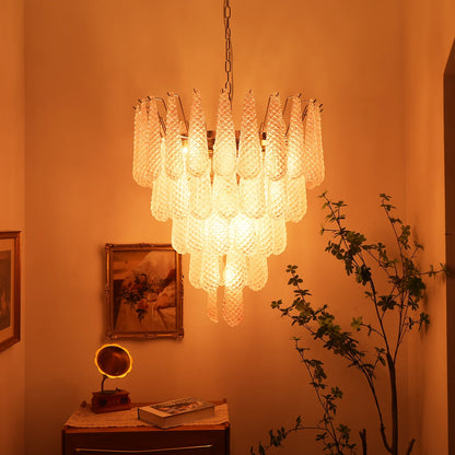 Pink Murano Petal Drop Glass Chandelier