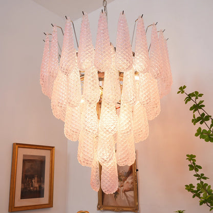 Pink Murano Petal Drop Glass Chandelier