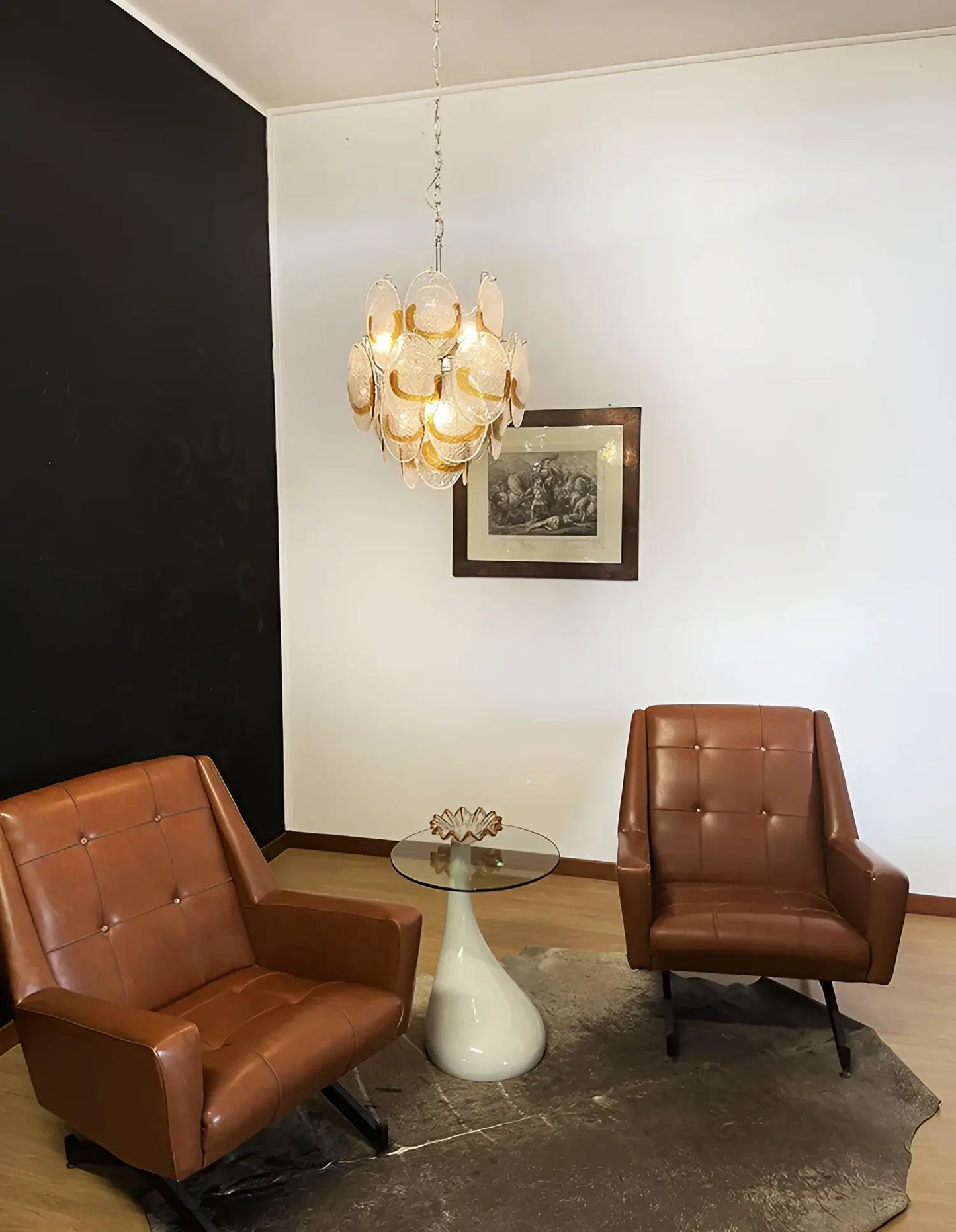 Vintage Murano Transparent Amber Chandelier