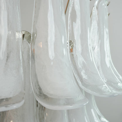 Vintage Murano Transparent Glass Petals Chandelier
