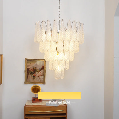 Vintage Transparent Murano Glass Petals Drop Chandelier