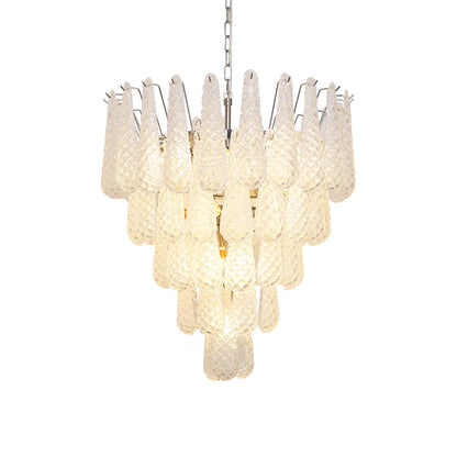 Vintage Transparent Murano Glass Petals Drop Chandelier