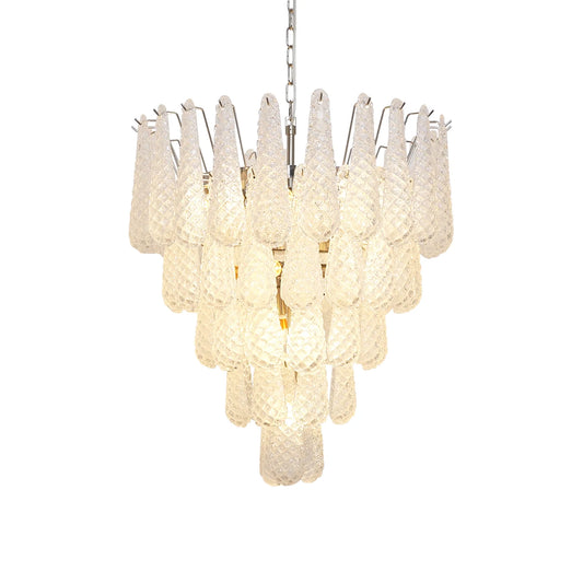 Vintage Transparent Murano Glass Petals Drop Chandelier