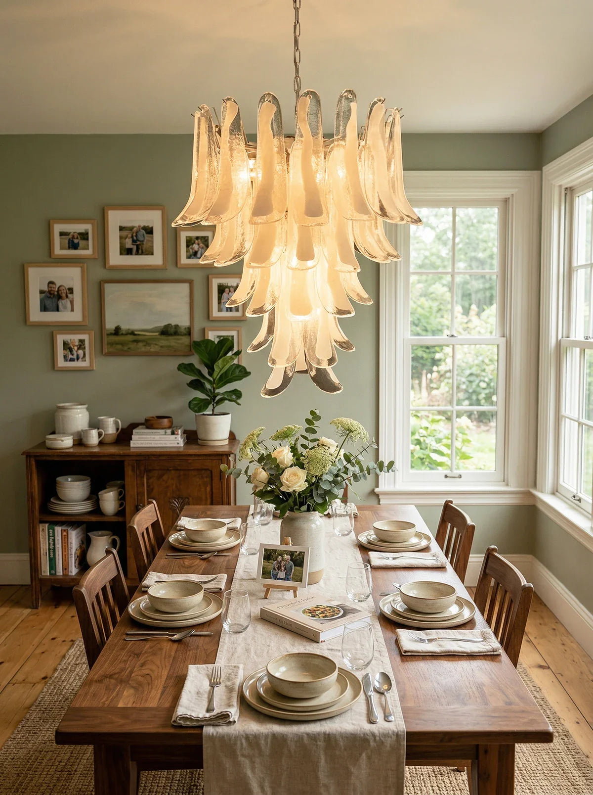 Vintage Transparent Murano Petals Chandelier