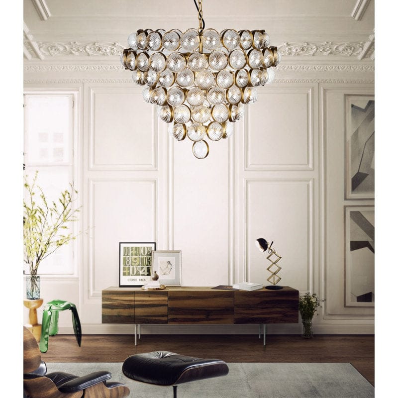 Textured Glass Large Chandelier