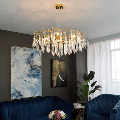 Agnes Aluminum Branch Crystal Chandelier