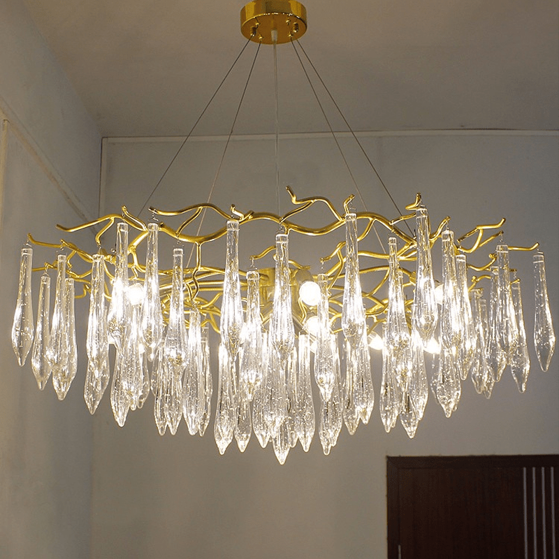 Agnes Aluminum Branch Crystal Chandelier