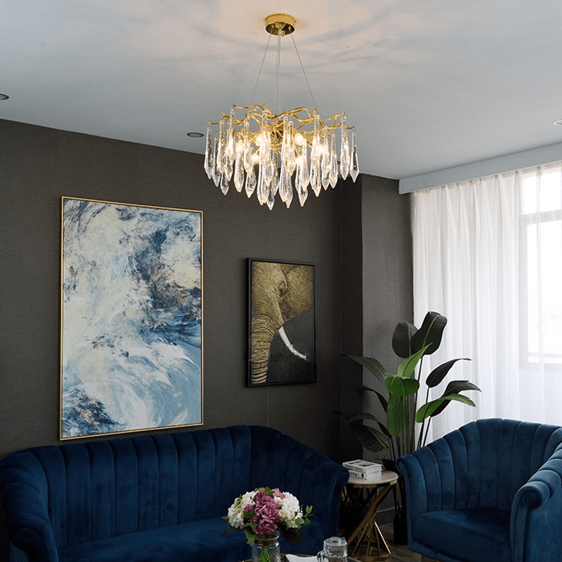 Agnes Aluminum Branch Crystal Chandelier