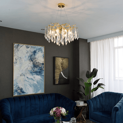 Agnes Aluminum Branch Crystal Chandelier