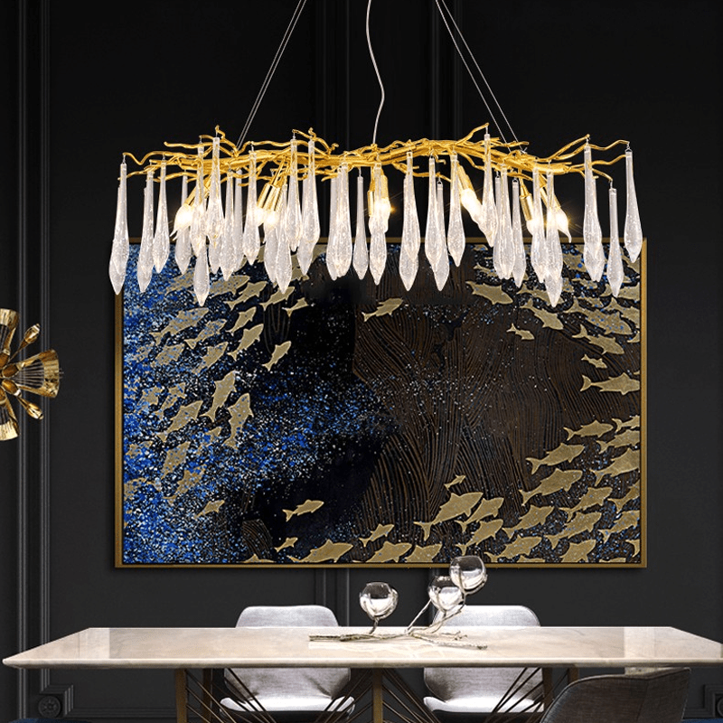 Agnes Aluminum Branch Crystal Chandelier For Dining Room
