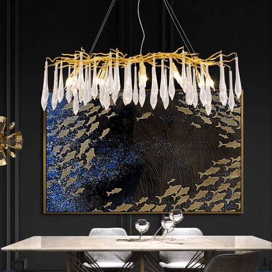 Agnes Aluminum Branch Crystal Chandelier For Dining Room