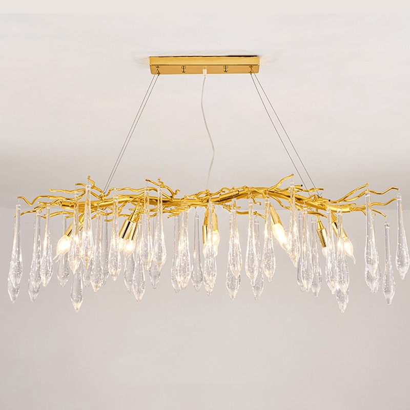 Agnes Aluminum Branch Crystal Chandelier For Dining Room