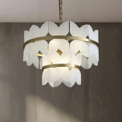 Alabaster Cloudscape Chandelier with 1/2 layer
