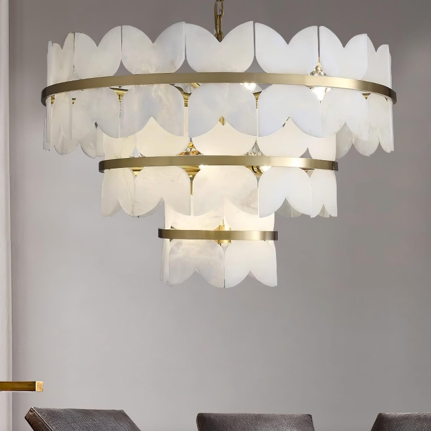 Alabaster Cloudscape Chandelier with 1/2 layer