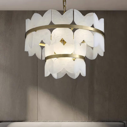 Alabaster Cloudscape Chandelier with 1/2 layer