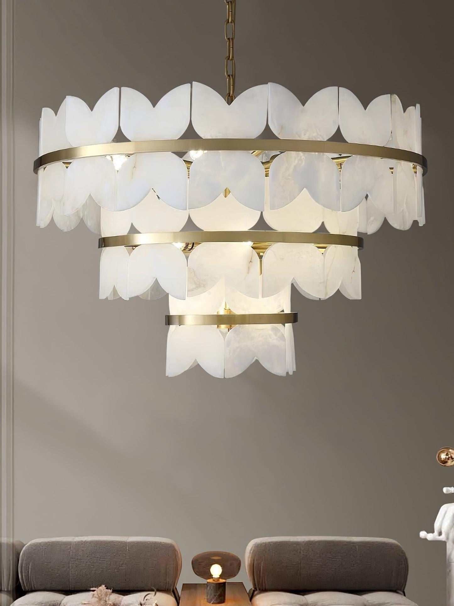 Alabaster Cloudscape Chandelier with 1/2 layer