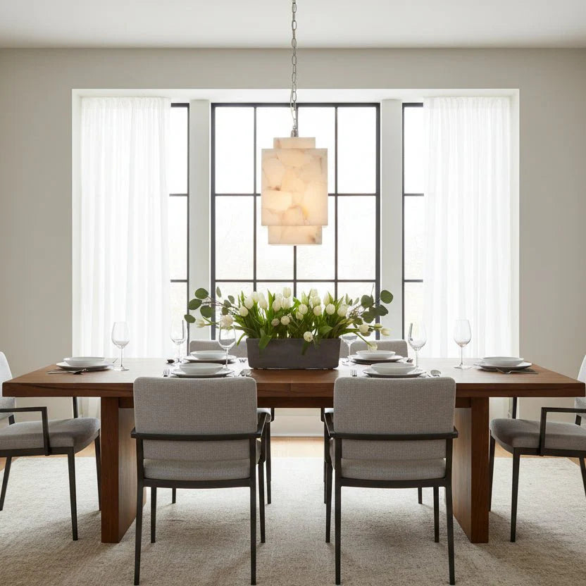 Alabaster Cube Pendant Light