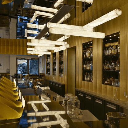 Alabaster Cylindrical Linear Pendant Light