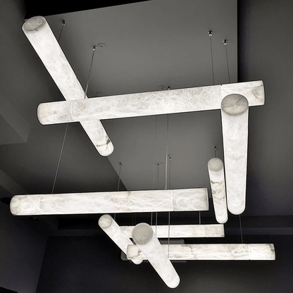 Alabaster Cylindrical Linear Pendant Light