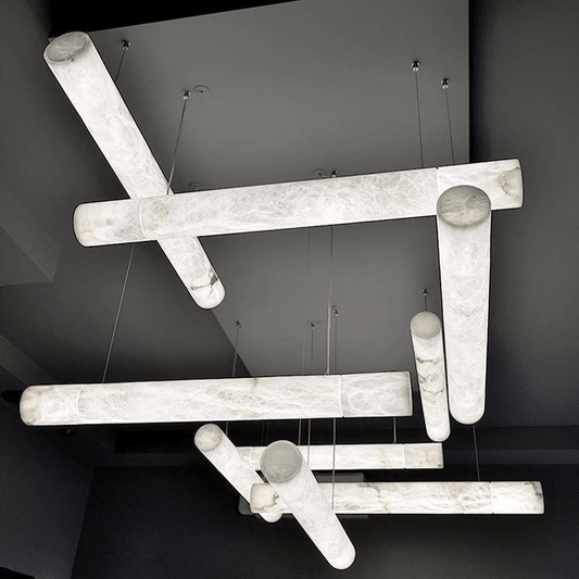 Alabaster Cylindrical Linear Pendant Light