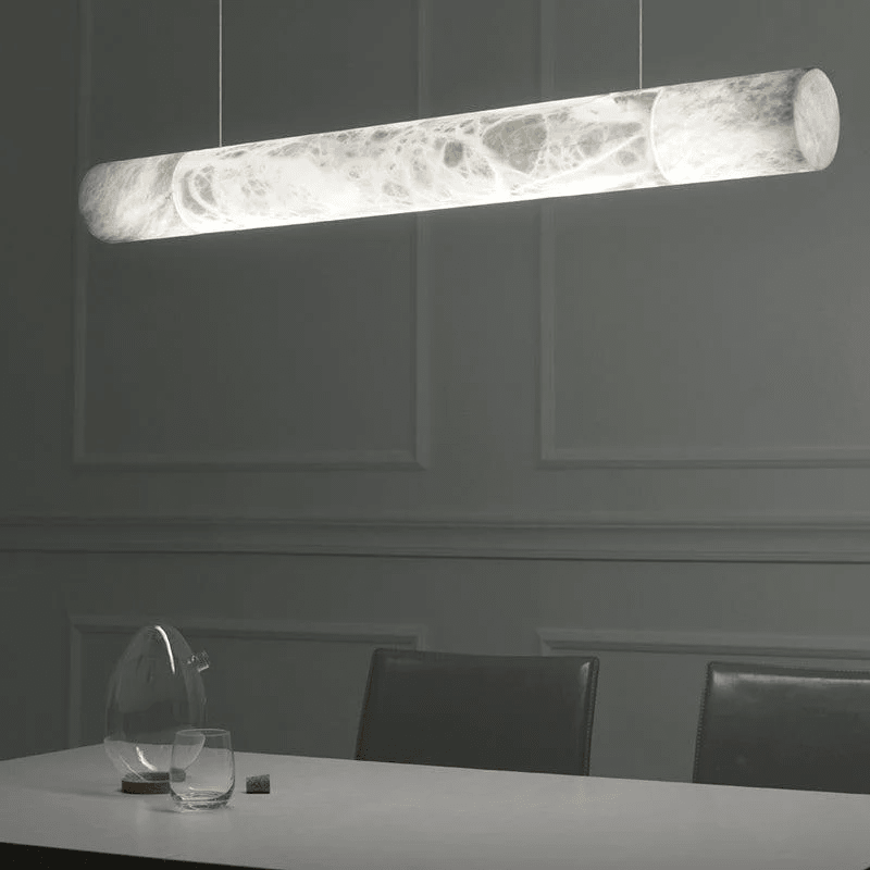 Alabaster Cylindrical Linear Pendant Light
