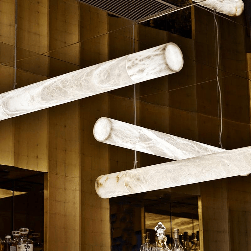 Alabaster Cylindrical Linear Pendant Light