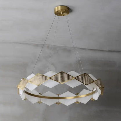 Alabaster Diamond Shaped Modern Chandelier