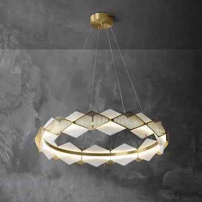 Alabaster Diamond Shaped Modern Chandelier