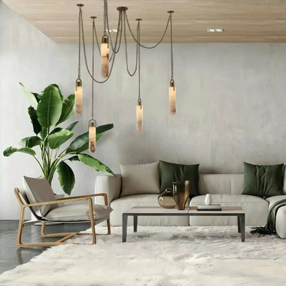 Alabaster Flint 5 Light LED Multi-Drop Pendant