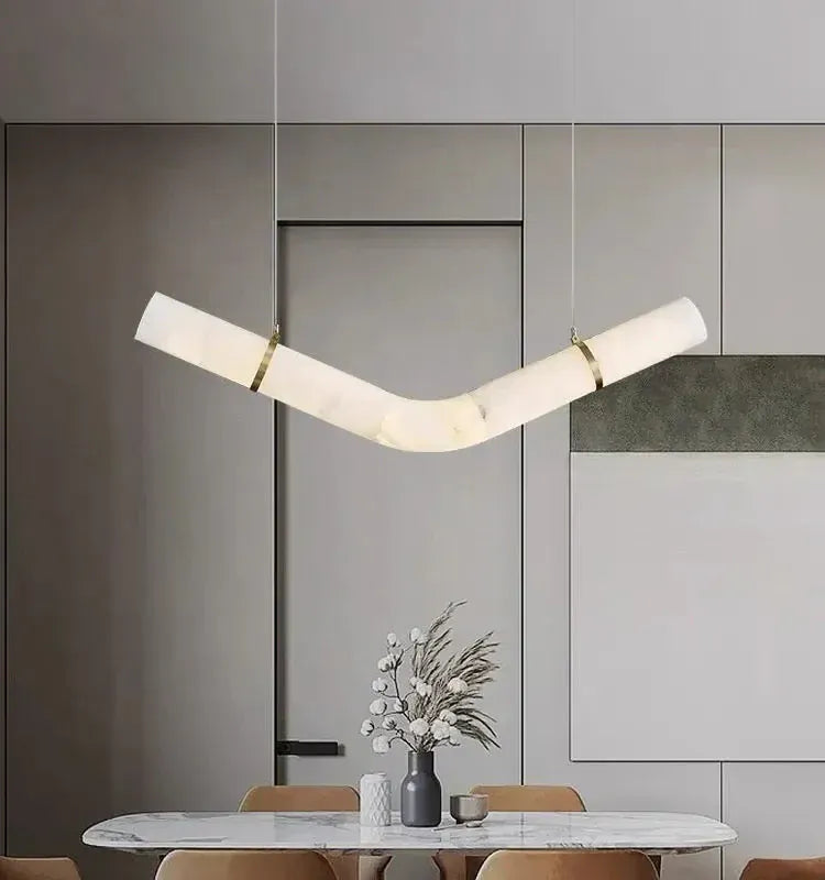 Alabaster Kitchen Round Tube Pendant Lighting
