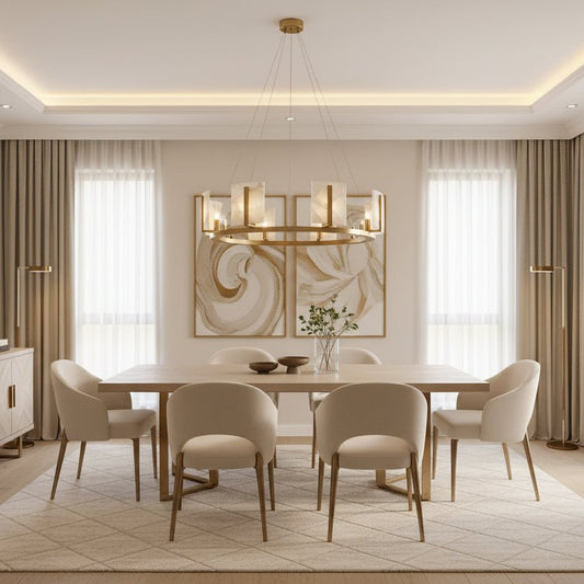 Alabaster Large Contemporary Halo Chandelier