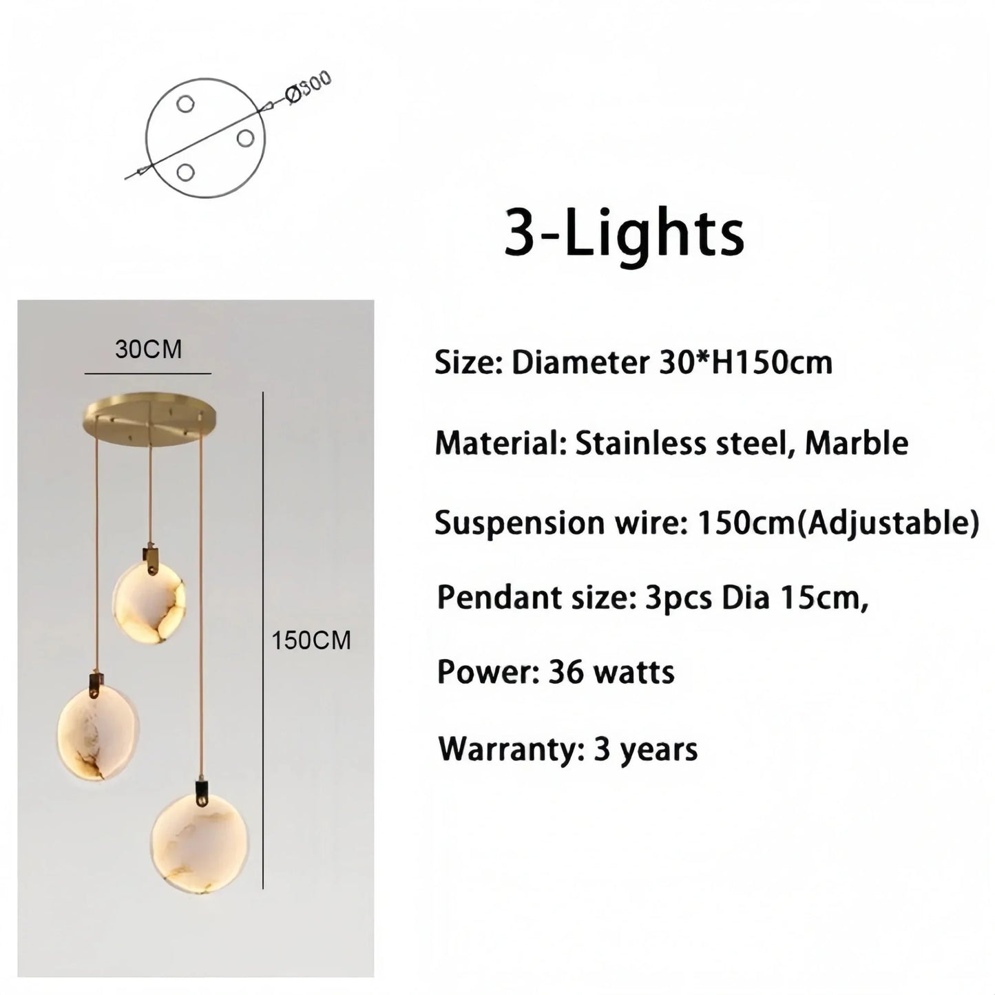 Alabaster Long Staircase Chandelier 5 styles