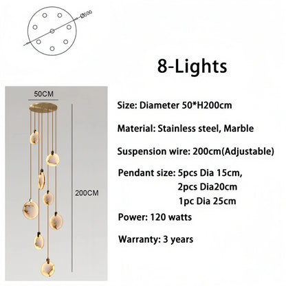 Alabaster Long Staircase Chandelier 5 styles