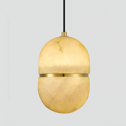 Alabaster Oval Pendant 5.9" D 7.1" D