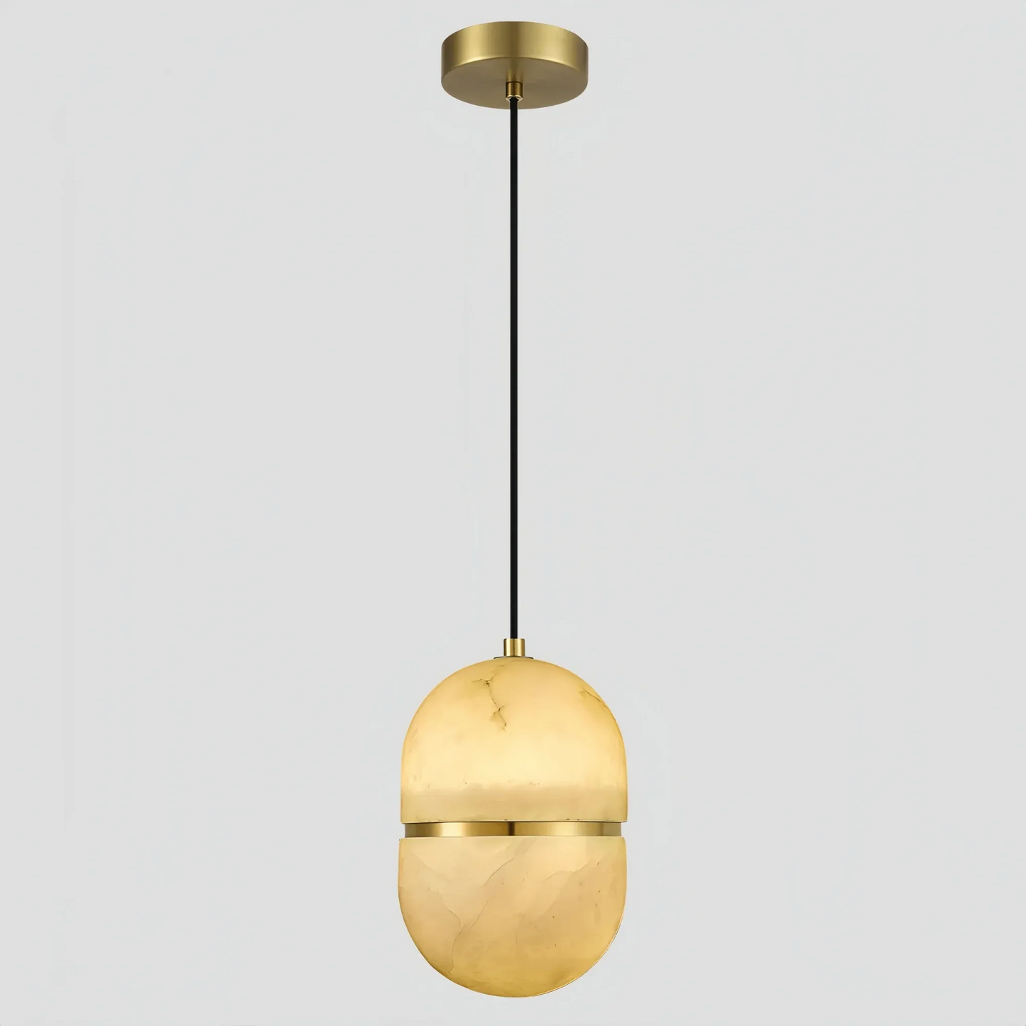 Alabaster Oval Pendant 5.9" D 7.1" D