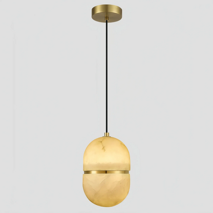 Alabaster Oval Pendant 5.9" D 7.1" D